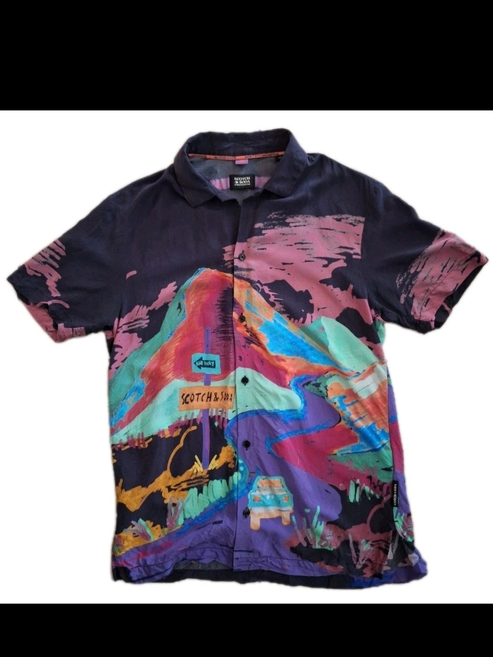 Scotch & Soda Button Down Shirt Print All Over Highlands  Sz Small